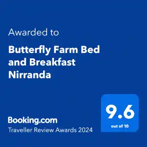 Butterfly Farm Booking.com Traveller Review award of 9.6 in 2024.
